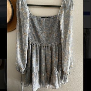 Smocked mini floral dress